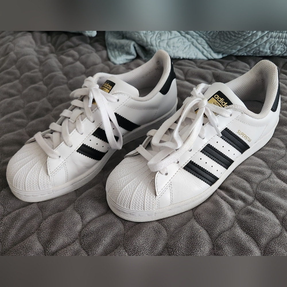 Adidas White and Black Women's Superstar Sneakers